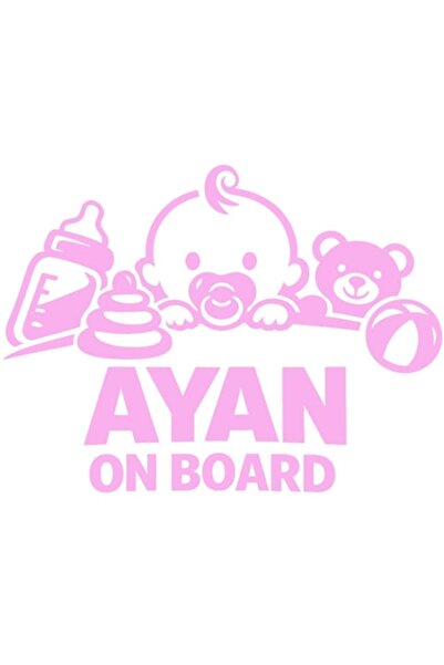 OEM Autocolant decorativ auto  "AYAN ON BOARD ", 15cm, Roz