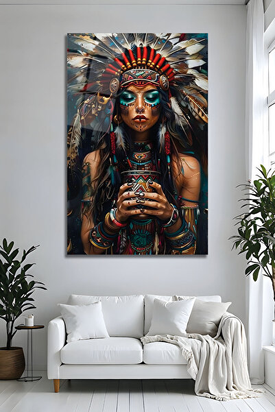 Parıltı Yayınları Decor de perete de lux din sticlă cu figură de femeie indienă