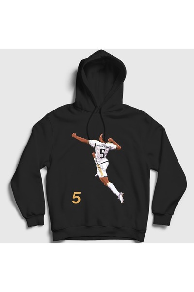 Presmono Unisex Black Jude Bellingham Goal Football Hooded Sweatshirt 615338Tt
