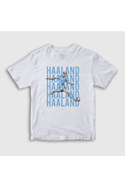 Presmono Unisex Kids White Pop Art Erling Haaland Football T-Shirt 615642Tt