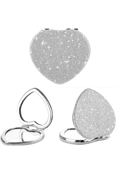 Arabest Cute Heart Shaped Compact Mirror, PU Design Double-Sided 2x/1x Magnif...