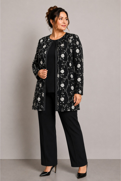 bihan store Women's Floral Patterned Evening Dress Jacket and Blouse Set - Y2...