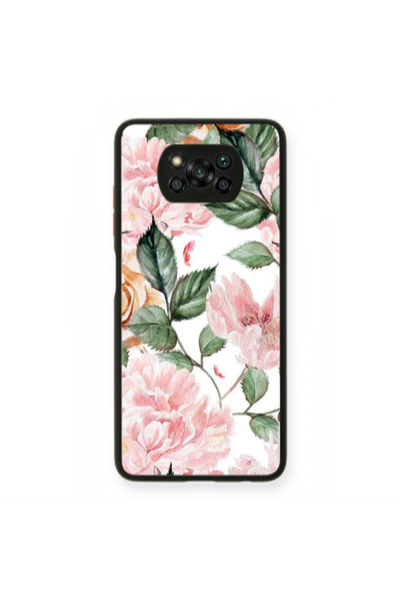 Other Xiaomi Poco X3 /X3 Pro Pink rose and laves Black Glossy Θήκη