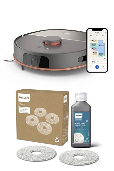 Philips HomeRun 5000 serisi Çift Moplu Islak ve Kuru Robot Süpürge 10.000 Pa+...