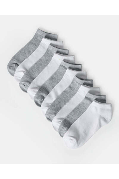 REDTAG Women Grey And White Ankle Socks 10 Pairs