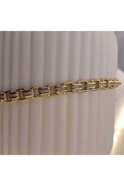 XUPING JEWELRY سوار ذهبي اللون بتصميم سلسلة مرصع بحجر الزركون