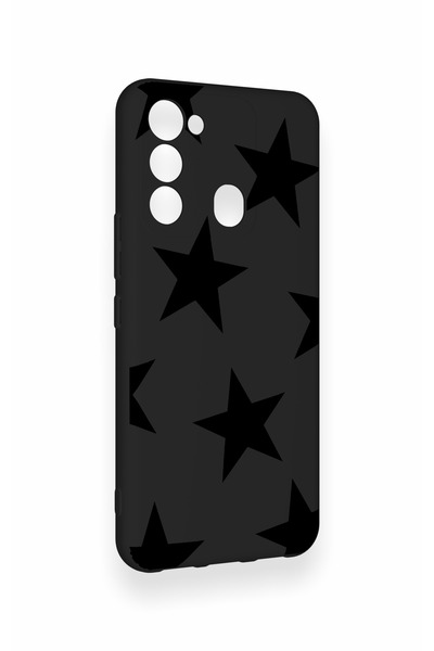 Vip Case Tecno Spark 8C Uyumlu Siyah Star Desenli Silikon Kılıf