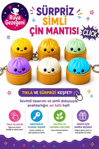 Rüya Gezegeni Çin Mantısı Anahtarlık 1 Adet - Sürpriz Renk Clickerlı Çin Mant...