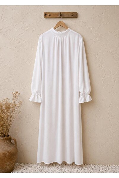 KÜÇÜĞÜM BUTİK White Casual Long Sleeve Linen Dress