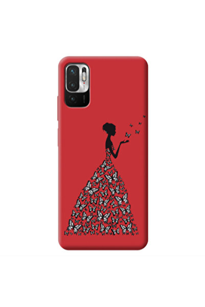 Other Xiaomi Redmi Note 10 Pro 5G Butterfly Girl Red Colored Silicone TPU Θήκη