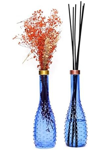 Yıldızan Ohbe Express Store Copper Necked Saks Blue Embossed Thin Glass Vase ...