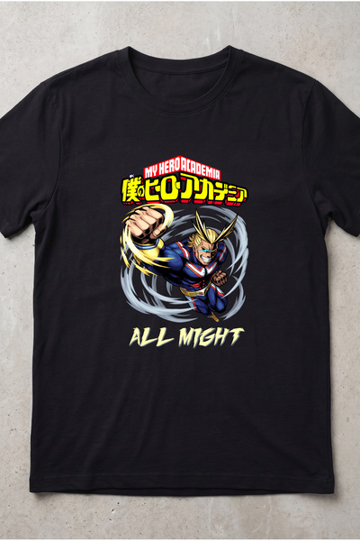 Silkensoul My Hero Academia All Might Anime Printed Standard Cut Unisex Tshirt