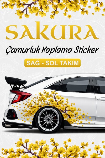 Stikacar SAKURA KİRAZ ÇİÇEĞİ Çamurluk Kaplama Sticker
