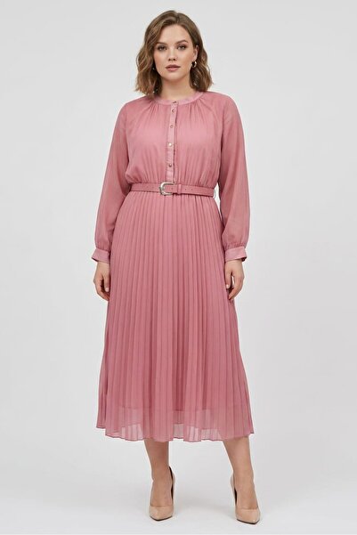London Fog Women Pleated Maxi Dress, Mauve