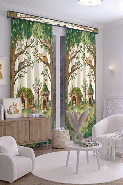 EFSANE PET Baby Kids Room Background Curtain 100 X 250 cm 1 Wing Cute Pattern...