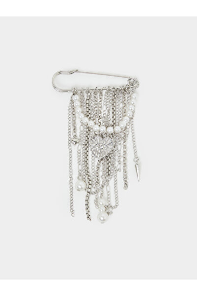 Styli Silver Tassel Pearl Brooch