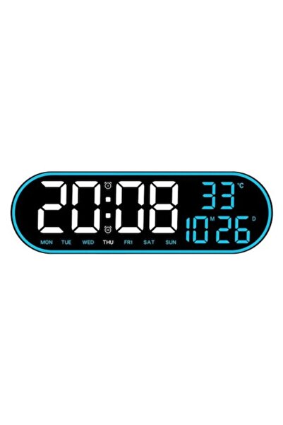 AT Performance LED digital wall clock, AT PERFORMANCE®, remote control, blue