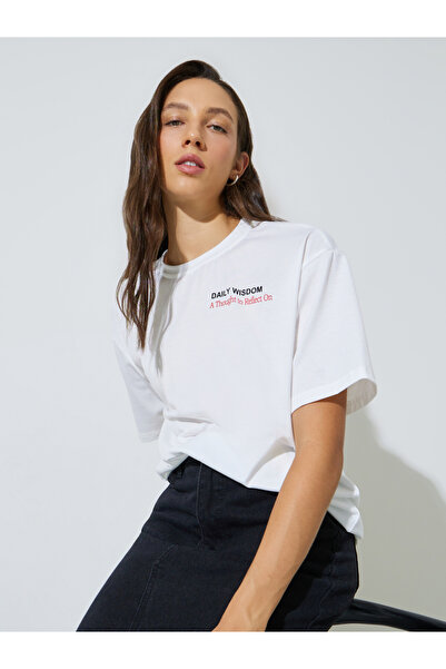 Styli White Oversized Slogan Print T-Shirt