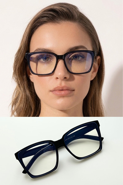 LUNE EYEWEAR BECCA KARE MAVİ IŞIK KORUMALI ŞEFFAF GÖZLÜK
