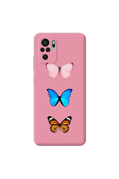 Other Xiaomi Redmi Note 10S Triple Butterfly Pink Colored Silicone TPU Θήκη