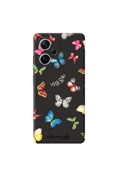 Other Xiaomi Poco X5 Mixed Butterflys Black Colored Silicone TPU Θήκη