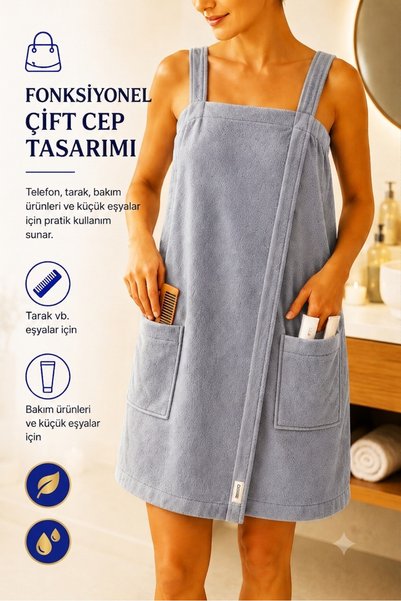 AXXO Gray Microfiber Spa Towel 400 Gsm Double Pocket Spa Bath Towel (Weft Plain Weave)