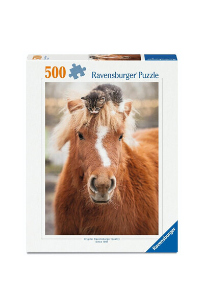 RAVENSBURGER Puzzle Kucyk i Kot, ilustratie cu ponei si pisica, carton premiu...
