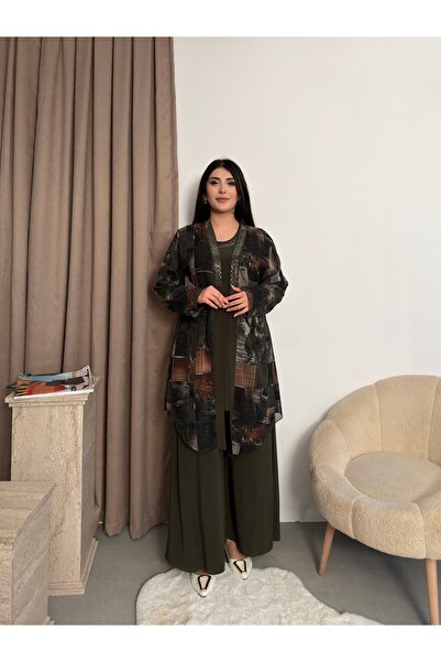 Miss Rosemoon Yeni Sezon Tesettür 3’lü Takım – Desenli,Taş detaylı, Tunik ve ...