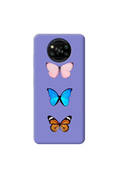 Other Xiaomi Poco X3 /X3 Pro Triple Butterfly Purple Colored Silicone TPU Θήκη