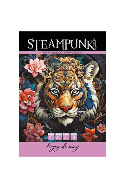 OEM Carte de colorat proaspătă A4 Steampunk Tigru 8 ilustrații pentru adolesc...