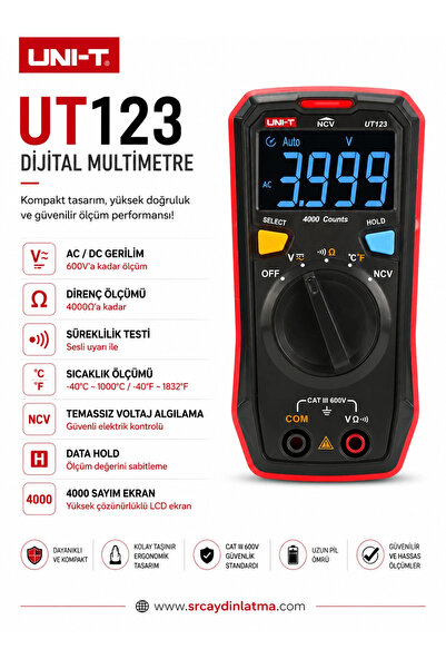 unı-t Unit UT123 Cepte Taşınabilir Dijital Led Ekranlı Multimetre Ölçü Aleti