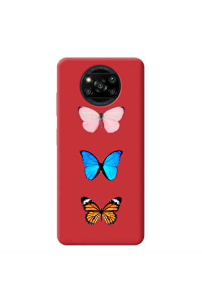 Other Xiaomi Poco X3 /X3 Pro Triple Butterfly Red Colored Silicone TPU Θήκη