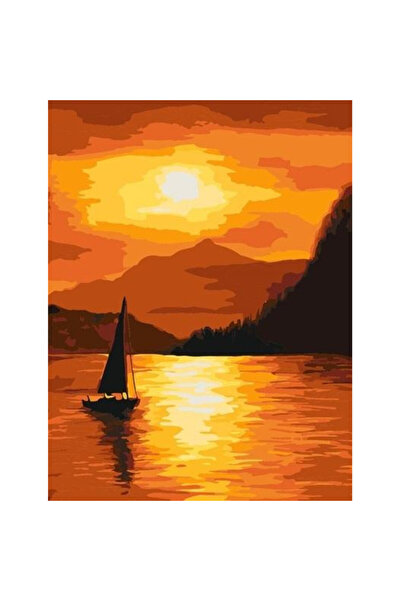 qbee Set pictura pe numere Zachod slonca, 30x40 cm, set acrilic cu panza prei...