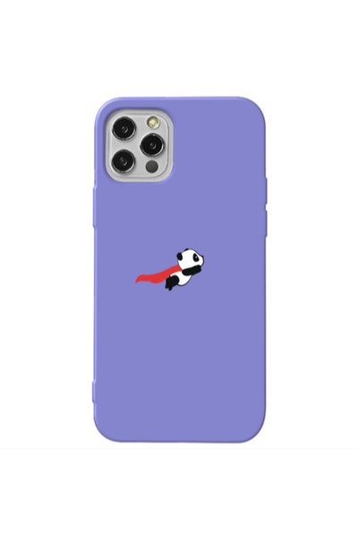 Other Apple iPhone 12 Pro kite flying panda Purple Colored Silicone TPU Θήκη