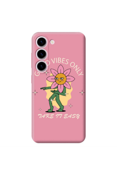 Other Samsung S23 Plus Good Vibes Only Pink Colored Silicone TPU Θήκη