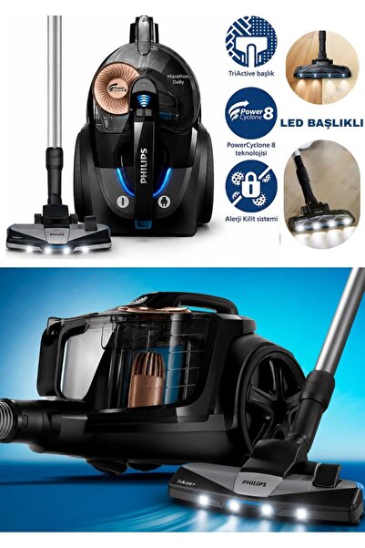 Philips Elvt Yeni LED IŞIKLI Başlık Marathon Daily Torbasiz Elektrikli Süpürg...