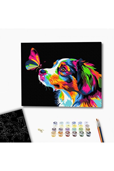 MC Micostore Set pictura pe numere 40x50cm, Brushme - Fluture si Caine colora...