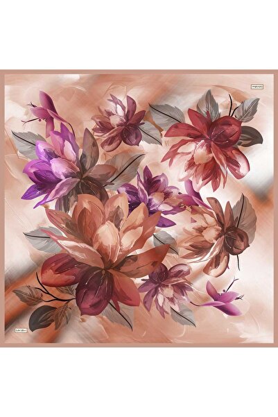 Levidor Salmon Leaf Patterned Sura Silk Scarf