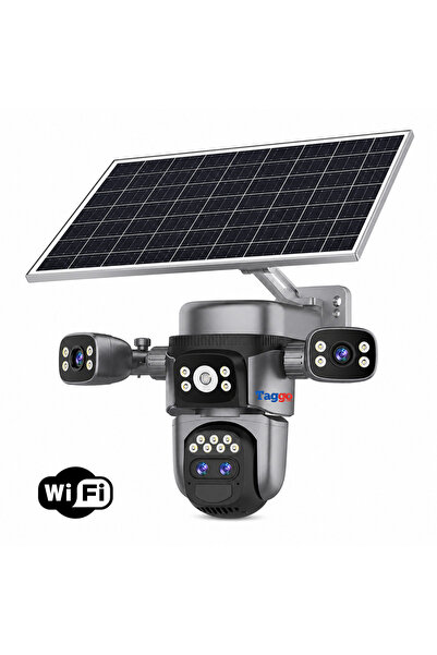 Taggo Камера за видеонаблюдение WIFI 12MP Crocodil AOV със соларен панел, 4 о...