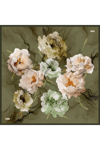 Levidor Green Wave Pattern Sura Silk Scarf