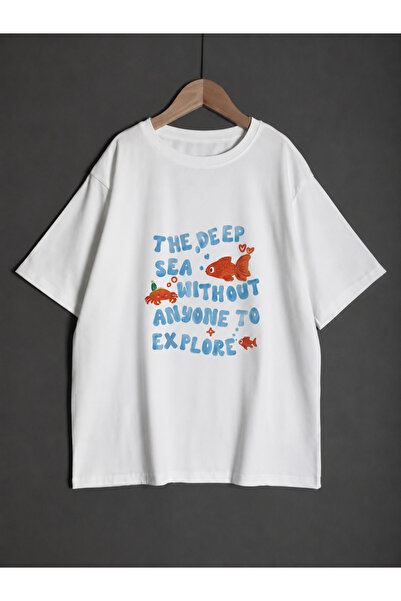 ZİYMO Unisex the Deep Sea Fish Printed Oversized T-Shirt