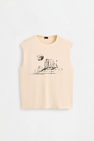LEFTIES Baskılı askılı t-shirt