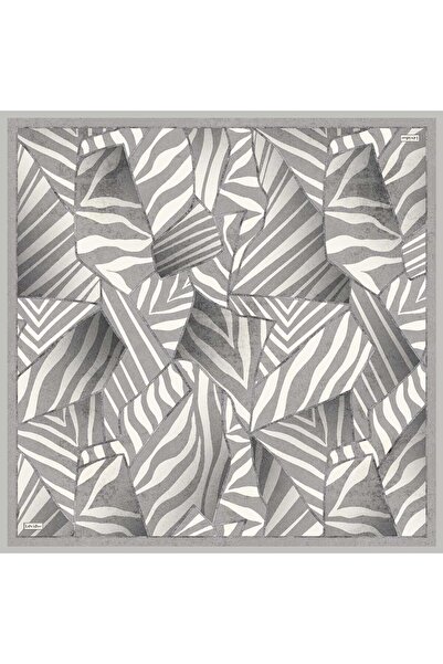 Levidor Gray Zebra Patterned Twill Silk Scarf