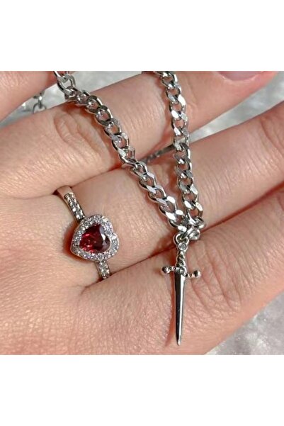 Heda Jewelry Çiftlere Özel Kalp - Kılıç Temalı Takı Seti