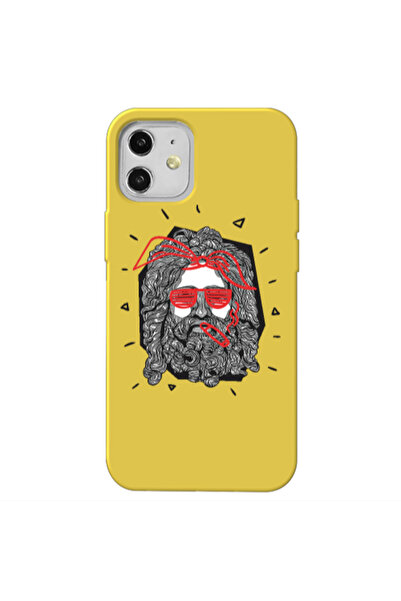 Other Apple iPhone 12 Cool glasses Yellow Colored Silicone TPU Θήκη