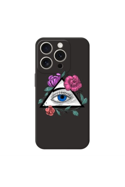 Other Apple Iphone 16 Pro Max Eye and flower Black Colored Silicone TPU Θήκη