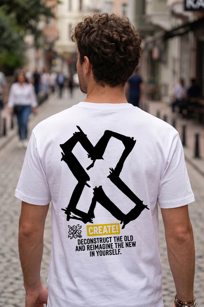 BAGAND Create Deconstruct the Old Printed Oversize Unisex T-Shirt 100% Cotton...