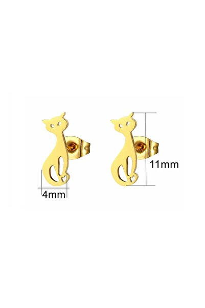 IMMACULATI Kitty - Cercei tip știft din oțel inoxidabil, placați cu aur de 18k, rezistenți la apă, hipoalergenici