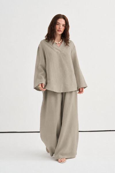 VESNA 100% Linen Multi-Pleated Trousers