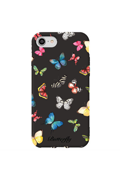 Other Apple iPhone 7 Mixed Butterflys Black Colored Silicone TPU Θήκη